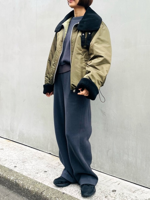 ナイロンツイル×シープボアフライトブルゾン