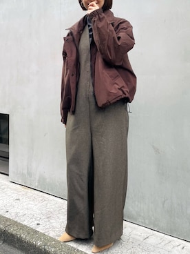 「アイテム（つなぎ/オールインワン）」を使った、san🦔さん（レディース・158cm）の冬コーディネート