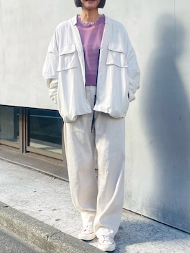 「アイテム（ブルゾン、ホワイト系）」を使った、san🦔さん（レディース・158cm）の春コーディネート