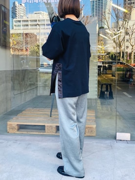 「サテンパンツ」｜「アイテム（ローファー）」を使った、san🦔さん（レディース・158cm）の夏コーディネート