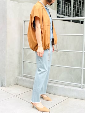 「アイテム（ジャケット/アウター、イエロー系）」を使った、san🦔さん（レディース・158cm）の夏コーディネート