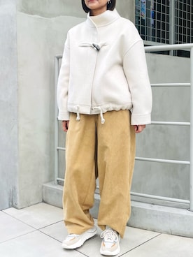 「アイテム（その他アウター、ホワイト系）」を使った、san🦔さん（レディース・158cm）の冬コーディネート