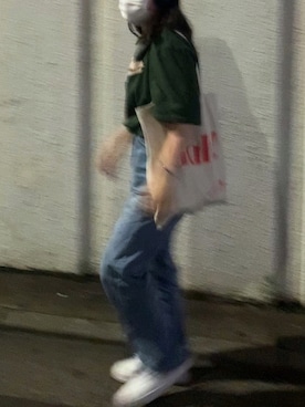 「LOWRYS FARM（ローリーズファーム）のCONEハイライズワイドデニム　800874（デニムパンツ）」を使った、nanacoさん（レディース・157cm）の夏コーディネート