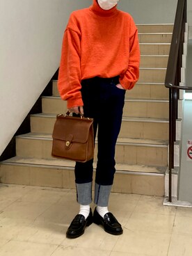 「Adoon plain（アドーンプレーン）のアイテム（ニット/セーター）」を使った、zaemonさん（メンズ・168cm）の冬コーディネート
