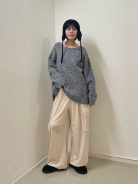 「ベロア」｜「アイテム（帽子）」を使った、Yuuri さん（レディース・157cm）の冬コーディネート