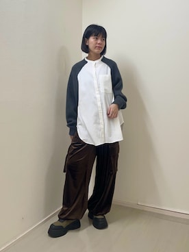 「KBF（ケイビーエフ）のチャンキーソールパファースリッポン（スニーカー）」を使った、Yuuri さん（レディース・157cm）の秋コーディネート
