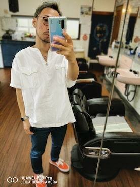 「HUMIS（ヒューミス）のアイテム」を使った、かみゆうひらのさん（メンズ・170cm）の夏コーディネート