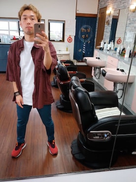 「HUMIS（ヒューミス）のアイテム」を使った、かみゆうひらのさん（メンズ・170cm）の春コーディネート