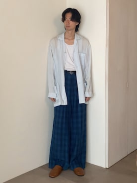 「journal standard Furniture （ジャーナルスタンダードファニチャー）のJSF PLAIN SLIPPER Lサイズ　スリッパ（ルームシューズ/スリッパ）」を使った、Ayumiさん（メンズ・178cm・20代）の夏コーディネート