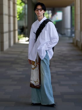 「benine9（ビーナイン）のアイテム」を使った、Ayumiさん（メンズ・178cm）の夏コーディネート