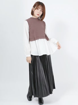「レイヤード風」｜「アイテム（その他）」を使った、Salong hameu  Womenさん（レディース・157cm）の冬コーディネート
