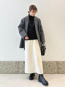 「URBAN RESEARCH DOORS（アーバンリサーチドアーズ）のタートルネックニット（ニット/セーター）」を使った、かなみさん（レディース・160cm）の冬コーディネート