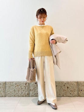「URBAN RESEARCH DOORS（アーバンリサーチドアーズ）のピンタックフリルスタンドカラーブラウス（シャツ/ブラウス）」を使った、かなみさん（レディース・160cm）の冬コーディネート
