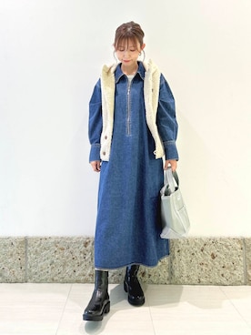 「GYMPHLEX（ジムフレックス）のGYMPHLEX　BOA HOODED VEST（その他アウター）」を使った、かなみさん（レディース・160cm）の秋コーディネート