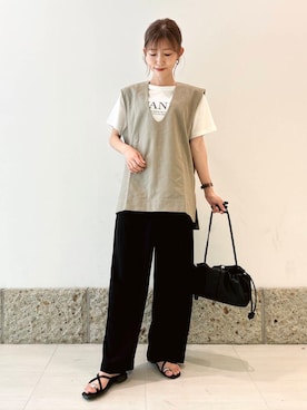 「URBAN RESEARCH DOORS（アーバンリサーチドアーズ）の『UVカット/接触冷感/吸水速乾』ドライタッチリラックスパンツ（その他パンツ）」を使った、かなみさん（レディース・160cm）の夏コーディネート