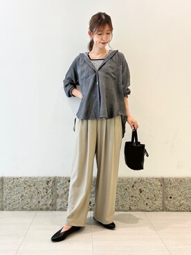 「URBAN RESEARCH DOORS（アーバンリサーチドアーズ）のシアーデニムシャツ（シャツ/ブラウス）」を使った、かなみさん（レディース・160cm）の夏コーディネート