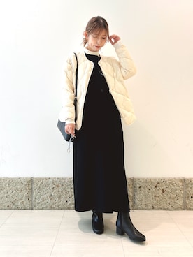 「アイテム（ワンピース/ドレス）」を使った、かなみさん（レディース・160cm）の冬コーディネート