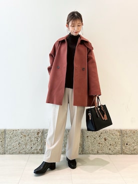 「アイテム（その他アウター、レッド系）」を使った、かなみさん（レディース・160cm）の冬コーディネート