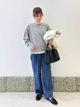 「URBAN RESEARCH DOORS（アーバンリサーチドアーズ）のピンタックフリルスタンドカラーブラウス（シャツ/ブラウス）」を使った、かなみさん（レディース・160cm）の冬コーディネート