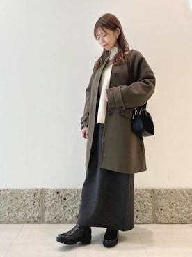 「doors」｜「アイテム（ノーカラーコート）」を使った、かなみさん（レディース・160cm）の冬コーディネート