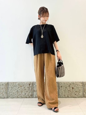 「ナチュラル×イエベ春」｜「アイテム（アクセサリー）」を使った、かなみさん（レディース・160cm）の夏コーディネート