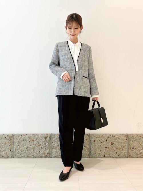 ツィードVネックロングジャケット｜オフィス/フォーマル/オケージョン