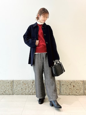 「アイテム（ステンカラーコート）」を使った、かなみさん（レディース・160cm）の秋コーディネート