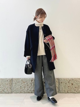 「doors」｜「アイテム（ノーカラーコート）」を使った、かなみさん（レディース・160cm）の冬コーディネート