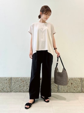 「ナチュラル×イエベ春」｜「アイテム（アクセサリー）」を使った、かなみさん（レディース・160cm）の夏コーディネート