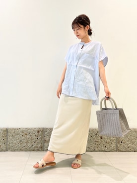 「URBAN RESEARCH DOORS（アーバンリサーチドアーズ）のカッティングサンダル（サンダル、ホワイト系）」を使った、かなみさん（レディース・160cm）の夏コーディネート
