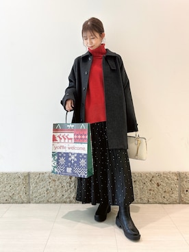 「アイテム（ステンカラーコート）」を使った、かなみさん（レディース・160cm）の冬コーディネート