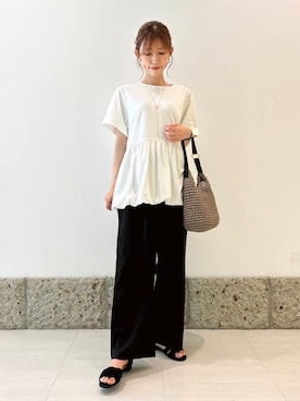 「ナチュラル×イエベ春」｜「アイテム（アクセサリー）」を使った、かなみさん（レディース・160cm）の夏コーディネート