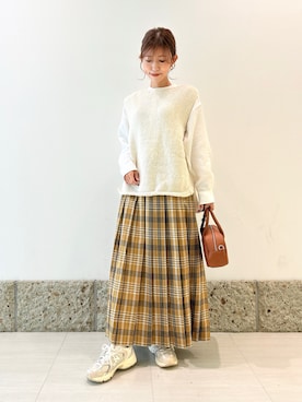 「FORK&SPOON（フォークアンドスプーン）のFORK&SPOON　バンドカラーダブルクロスシャツ（シャツ/ブラウス）」を使った、かなみさん（レディース・160cm）の秋コーディネート