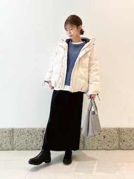 「アイテム（ブラック系）」を使った、かなみさん（レディース・160cm）の冬コーディネート