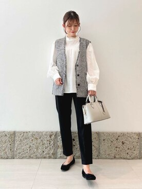 「URBAN RESEARCH DOORS（アーバンリサーチドアーズ）のピンタックフリルスタンドカラーブラウス（シャツ/ブラウス）」を使った、かなみさん（レディース・160cm）の秋コーディネート