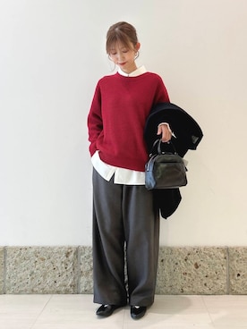 「doors」｜「アイテム（ノーカラーコート）」を使った、かなみさん（レディース・160cm）の冬コーディネート