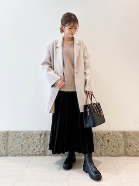 「URBAN RESEARCH DOORS（アーバンリサーチドアーズ）のウールリバーテーラードコート（その他アウター）」を使った、かなみさん（レディース・160cm）の冬コーディネート