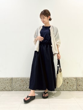 「FORK&SPOON（フォークアンドスプーン）のFORK&SPOON　ドッキングワンピース（ワンピース、ブルー系）」を使った、かなみさん（レディース・160cm）の夏コーディネート