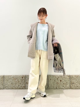 「アイテム（ジャケット/アウター、ベージュ系）」を使った、かなみさん（レディース・160cm）の冬コーディネート