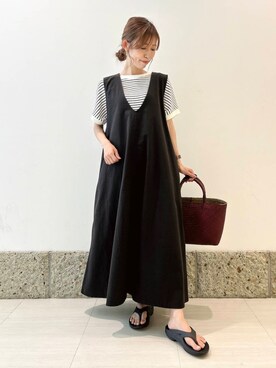 「ナチュラル×イエベ春」｜「アイテム（ワンピース/ドレス）」を使った、かなみさん（レディース・160cm）の夏コーディネート