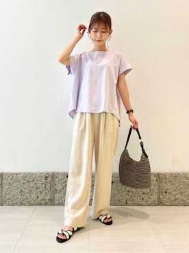 「ナチュラル×イエベ春」｜「アイテム（アクセサリー）」を使った、かなみさん（レディース・160cm）の夏コーディネート