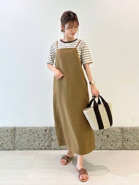 「ナチュラル×イエベ春」｜「アイテム（ワンピース/ドレス）」を使った、かなみさん（レディース・160cm）の夏コーディネート