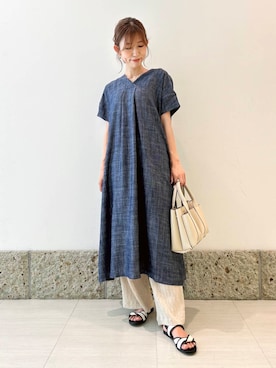 「URBAN RESEARCH DOORS（アーバンリサーチドアーズ）の楊柳イージーパンツ（その他パンツ）」を使った、かなみさん（レディース・160cm）の夏コーディネート