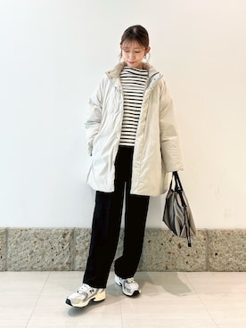 「アイテム（ジャケット/アウター、ベージュ系）」を使った、かなみさん（レディース・160cm）の冬コーディネート