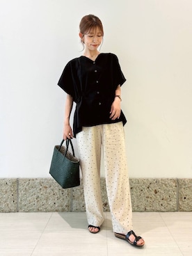 「ナチュラル×イエベ春」｜「アイテム（アクセサリー）」を使った、かなみさん（レディース・160cm）の夏コーディネート
