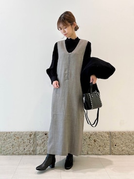 「URBAN RESEARCH DOORS（アーバンリサーチドアーズ）のピンタックフリルスタンドカラーブラウス（シャツ/ブラウス）」を使った、かなみさん（レディース・160cm）の冬コーディネート
