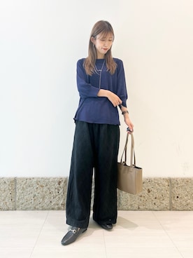 「URBAN RESEARCH DOORS（アーバンリサーチドアーズ）のレースイージーパンツ（その他パンツ、ブラック系）」を使った、かなみさん（レディース・160cm）の秋コーディネート