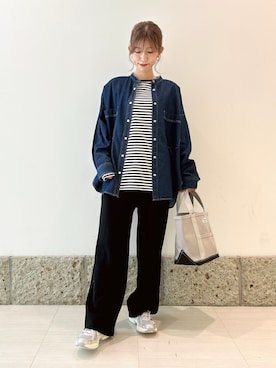 「アイテム（トートバッグ）」を使った、かなみさん（レディース・160cm）の秋コーディネート