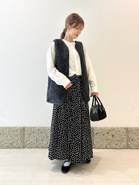 「FORK&SPOON（フォークアンドスプーン）のFORK&SPOON　バンドカラーダブルクロスシャツ（シャツ/ブラウス）」を使った、かなみさん（レディース・160cm）の秋コーディネート