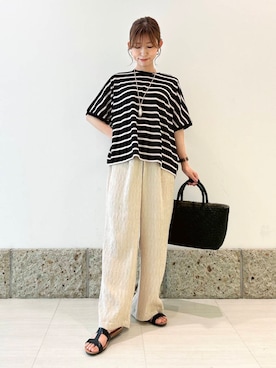 「URBAN RESEARCH DOORS（アーバンリサーチドアーズ）の楊柳イージーパンツ（その他パンツ）」を使った、かなみさん（レディース・160cm）の夏コーディネート